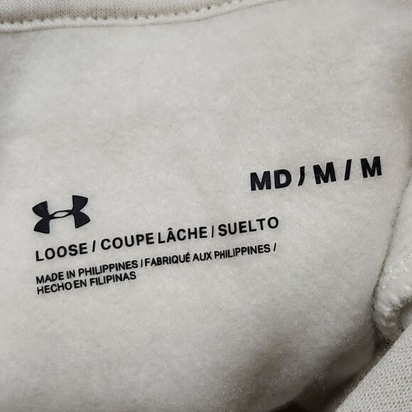 Under Armour Men’s Hoodie – Size Medium – Stone Gray with Orange Logo - Picture 3 of 4